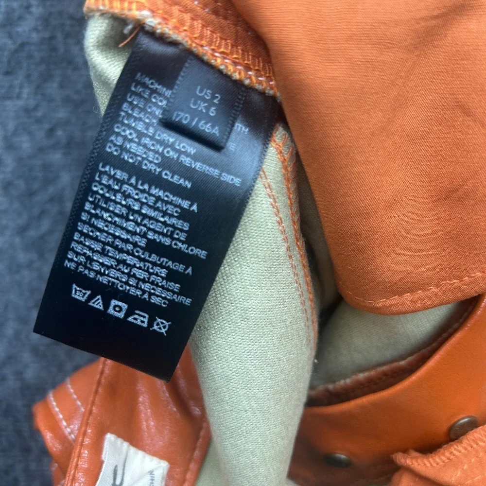Free People We The Free It Factor Patent Vegan Leather Pants Orange 2 Streetwear